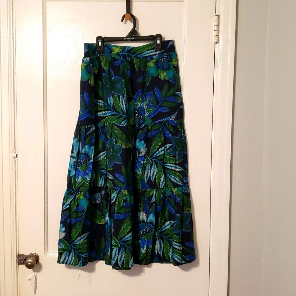 RACHEL ZOE Floral Green and Blue Matching Skirt Set L - Picture 5 of 14
